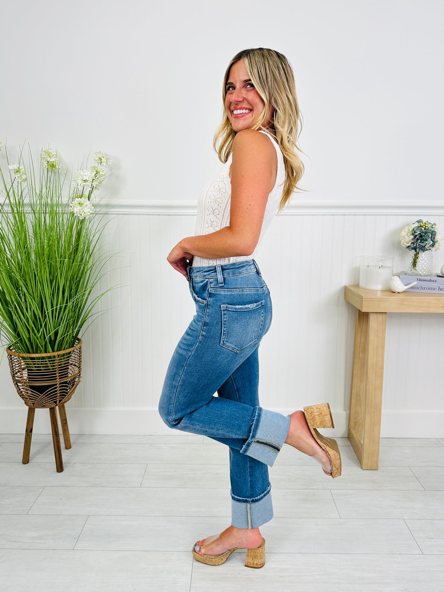 Show Up In Style Tummy Control Cropped Straight Jeans