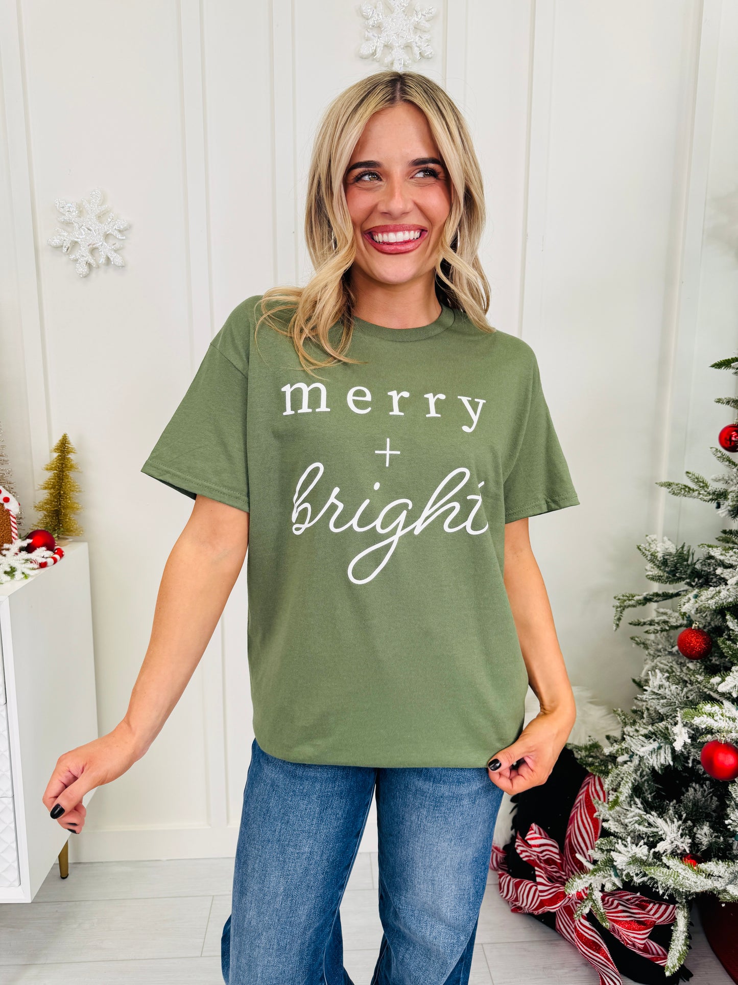Merry + Bright Graphic Tee-Multiple Colors!