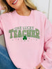 One Lucky Teacher Graphic Crewneck Sweatshirt