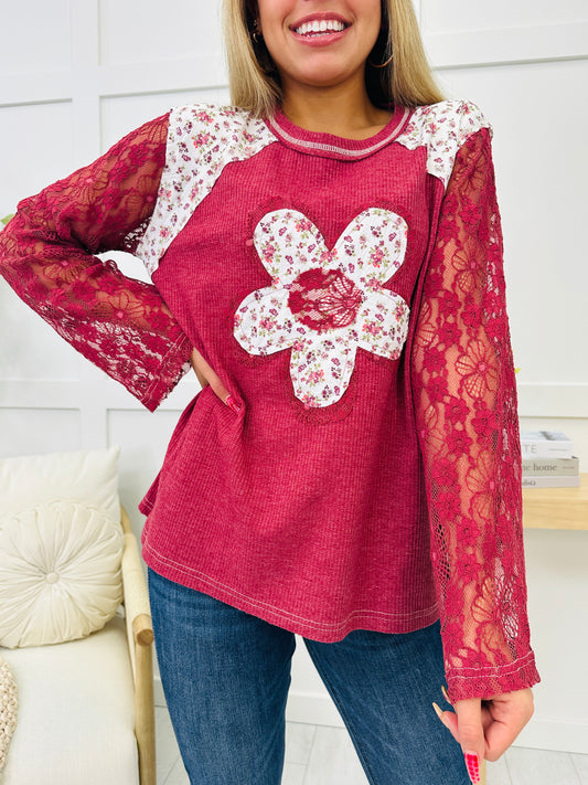 Winter Flower Top In Red