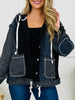 Spoke In Stitches Cardigan in Charcoal/Black