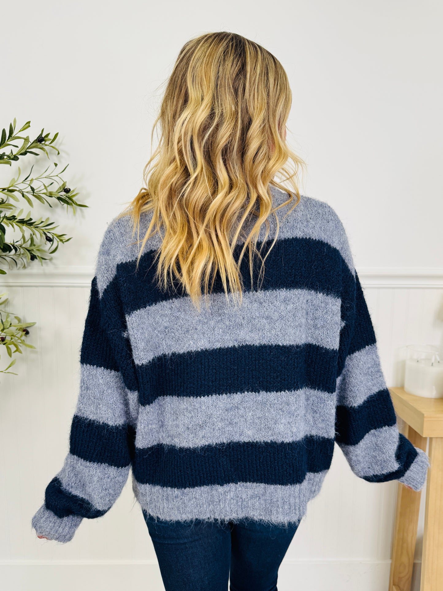 Soft Spot For Stripes Cardigan In Navy
