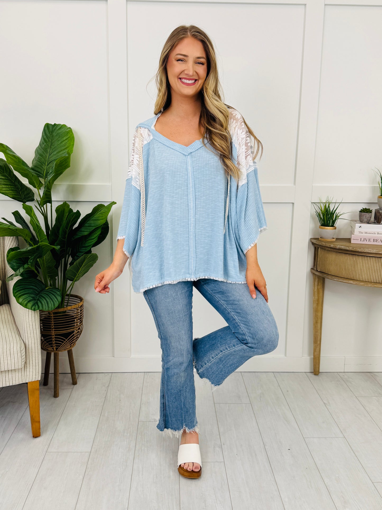 When Comfort Calls Pullover in Powder Blue