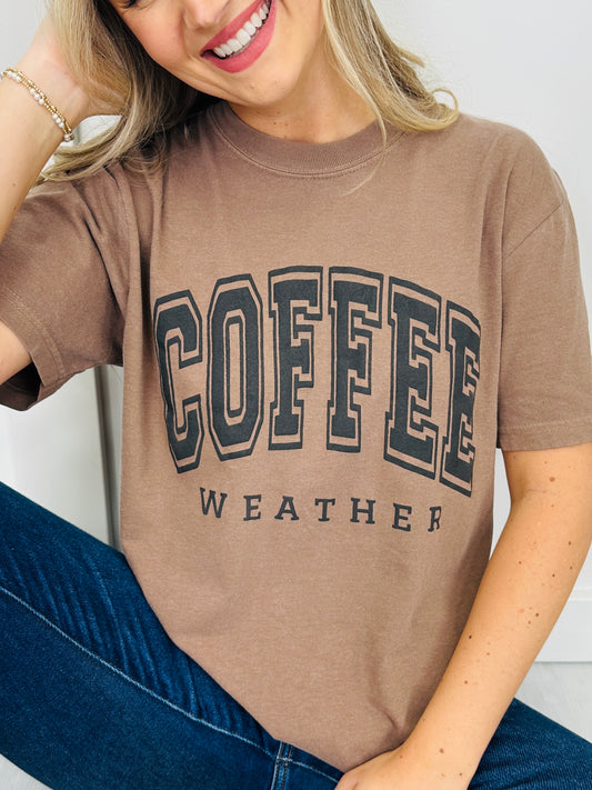 Coffee Weather Graphic Tee in Brown