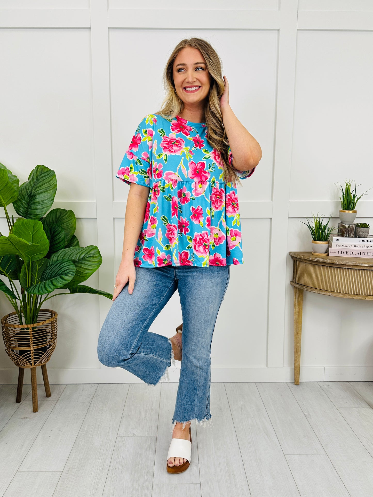 Blue Skies and Blooms Top