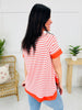 Morning Streaks Top in Off White/Coral