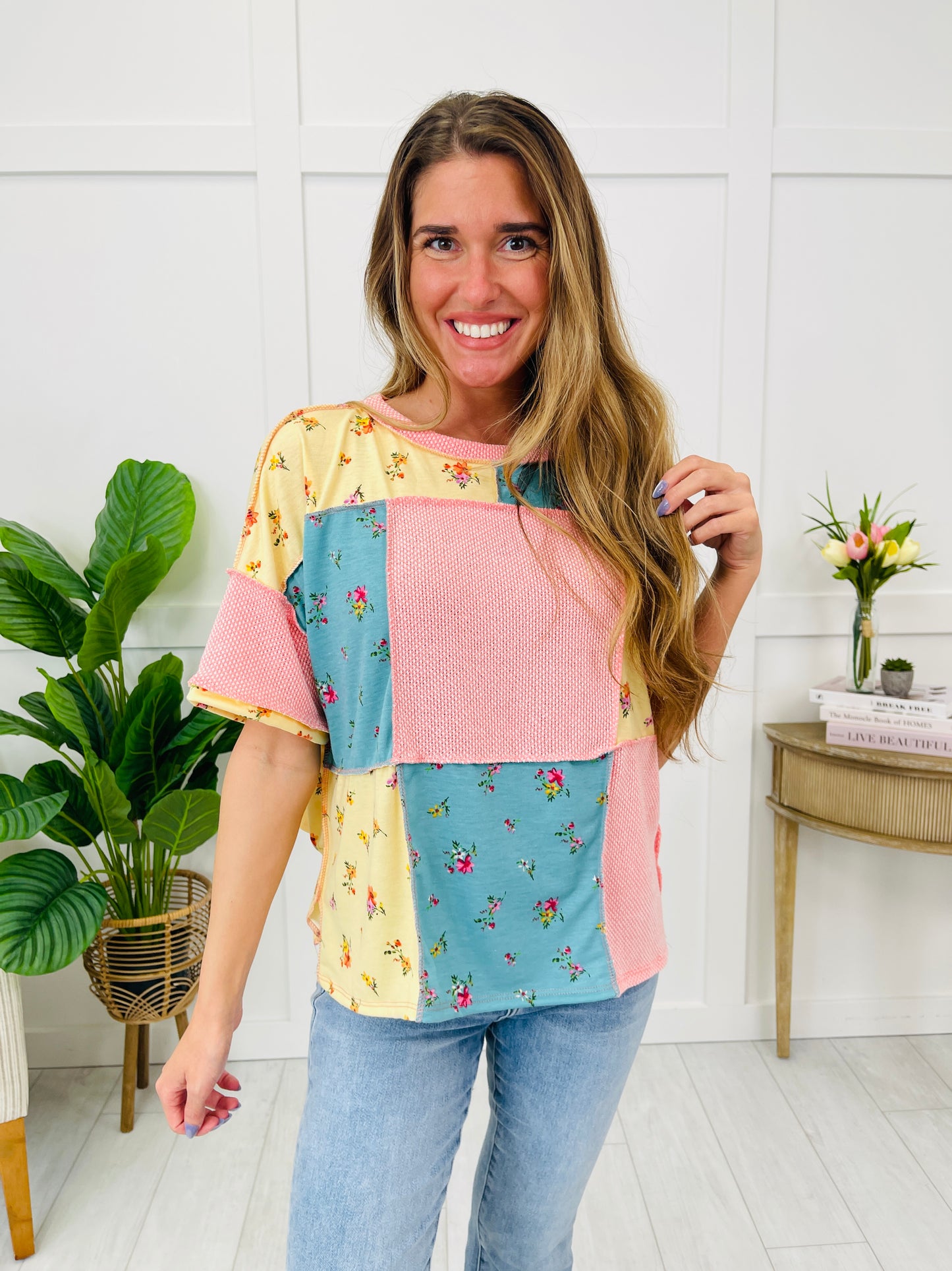 The Garden Patch Top In Coral