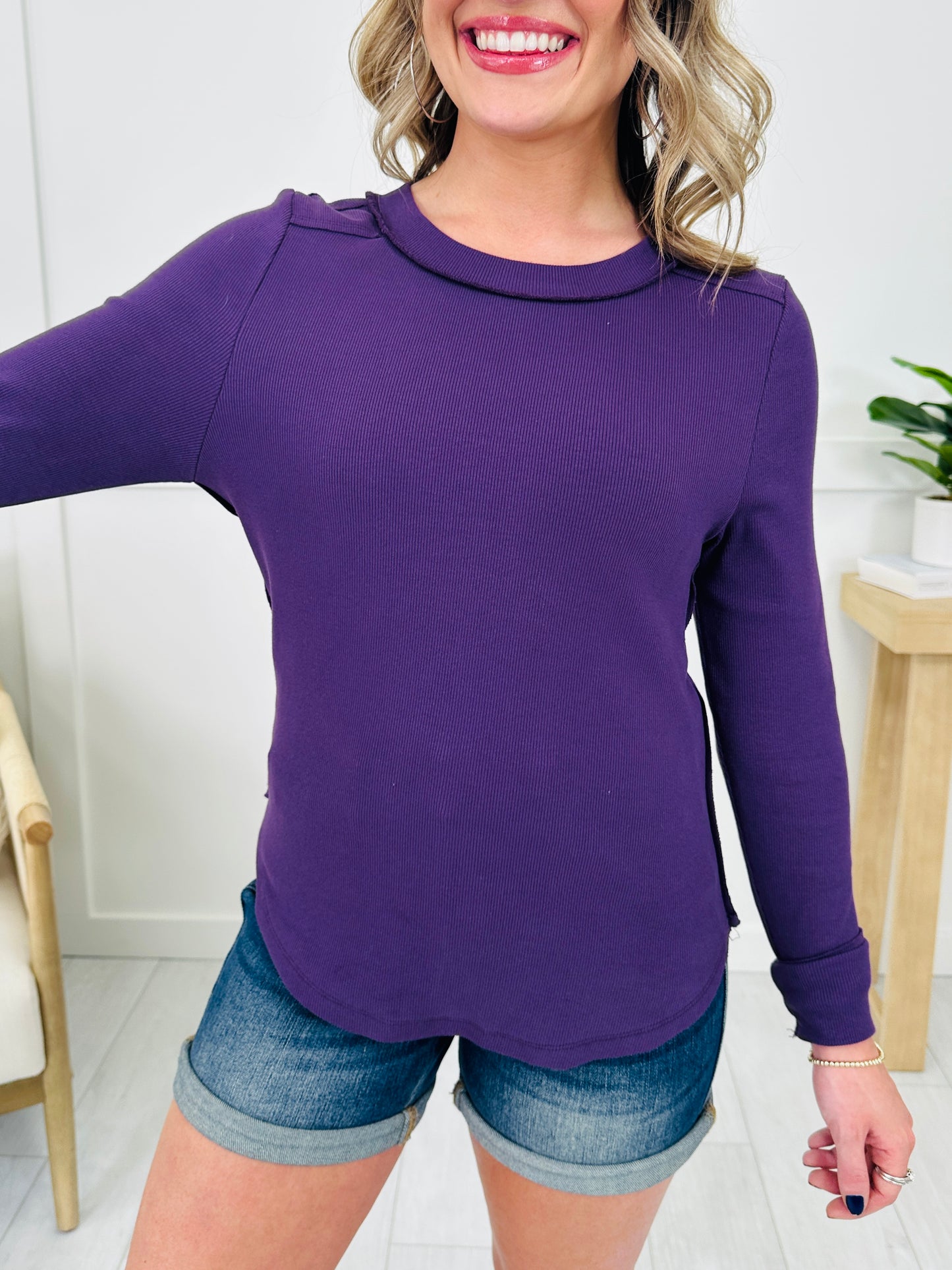 MOCO Exclusive Everyday Essential Long Sleeve Top In Eggplant