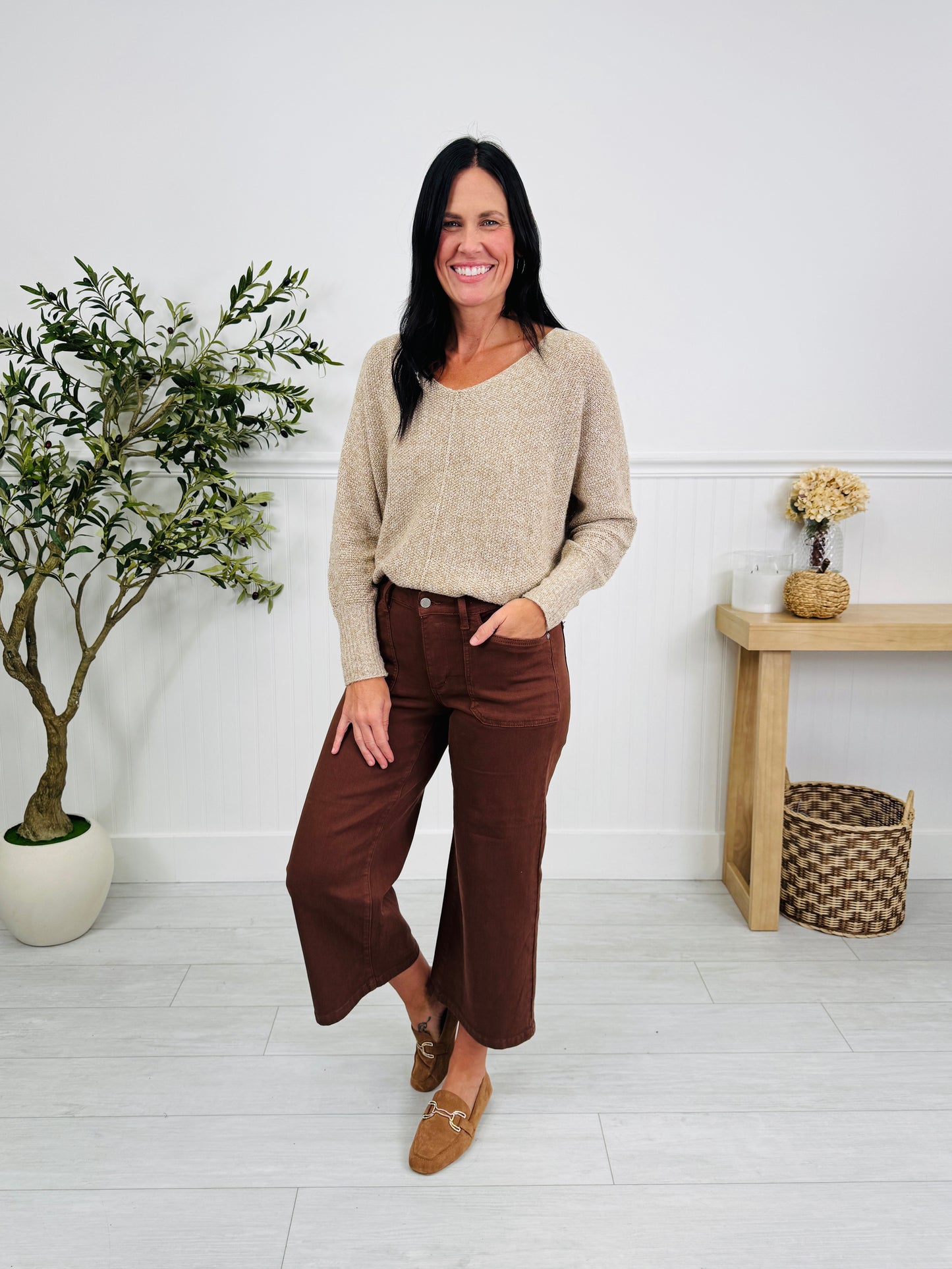 Judy Blue Melt In Your Mouth Chocolate Wide Leg Cropped Jeans