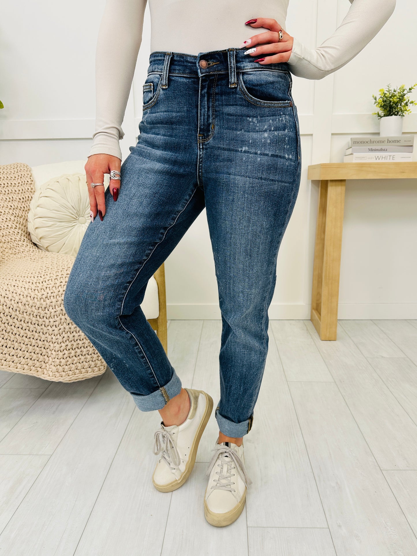 RESTOCK! Judy Blue PLUS/REG Bleach Vibes Nondistressed Bleach Splatter Boyfriend Jeans