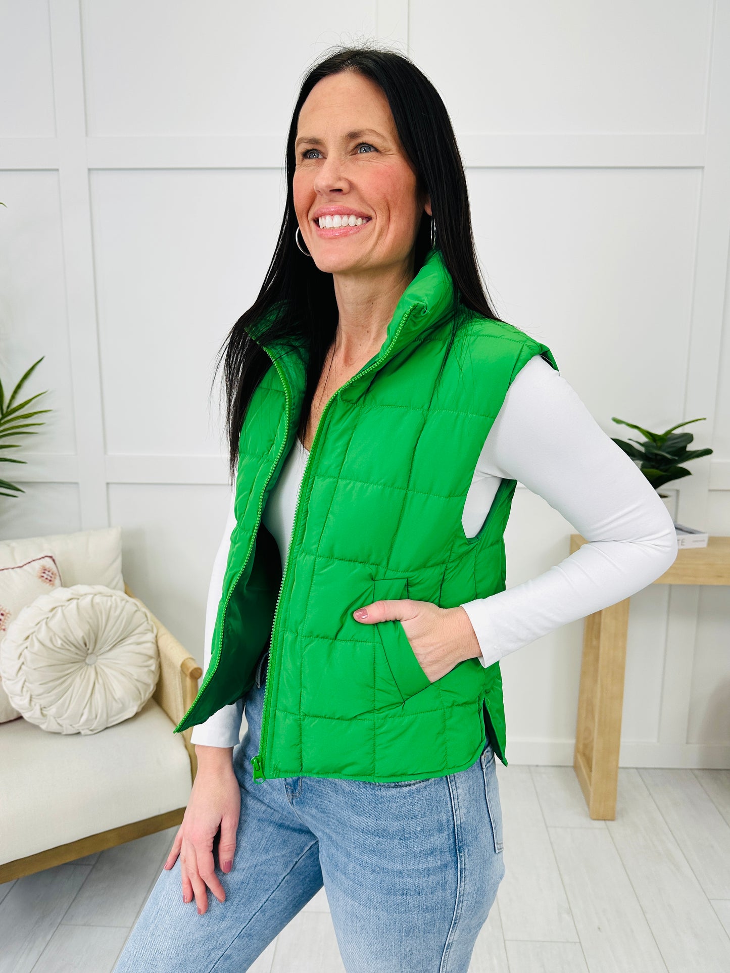 Puffed To Perfection Vest In Kelly Green