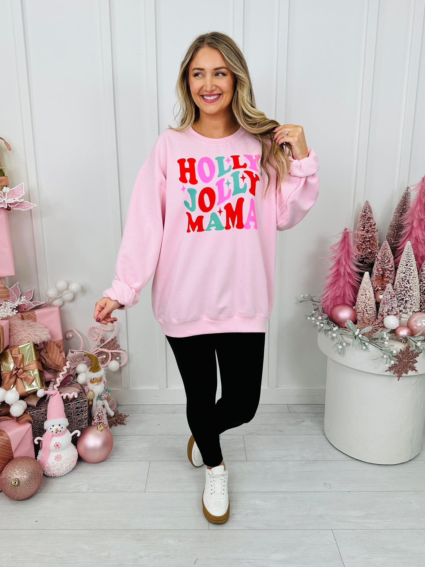 Holly Jolly Mama Graphic Crewneck Sweatshirt