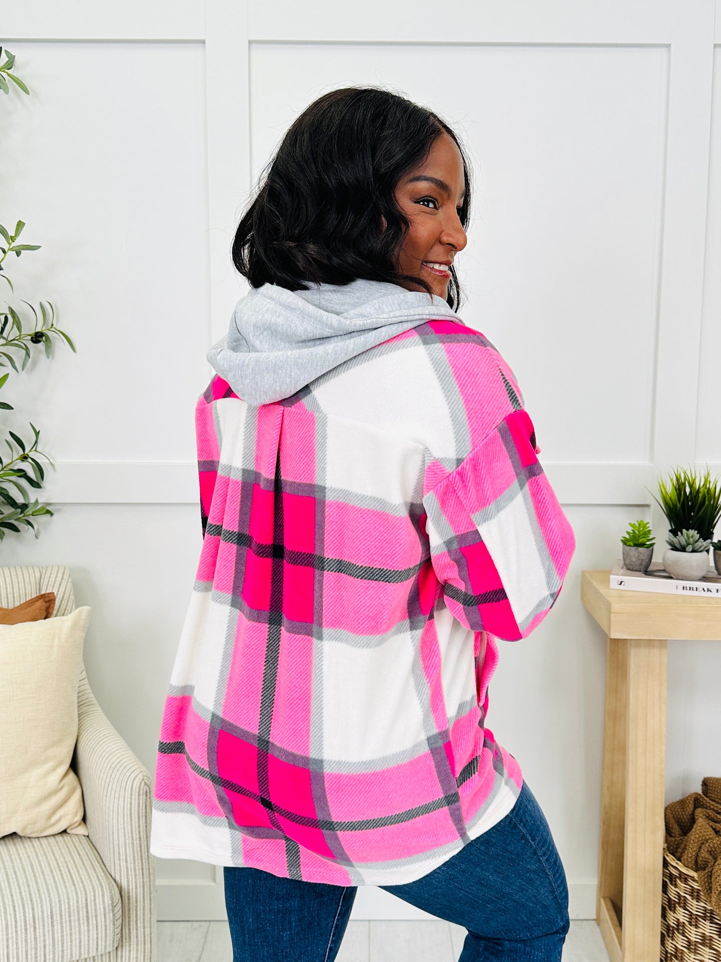 DOORBUSTER! Cabin Whisper Shacket in Hot Pink