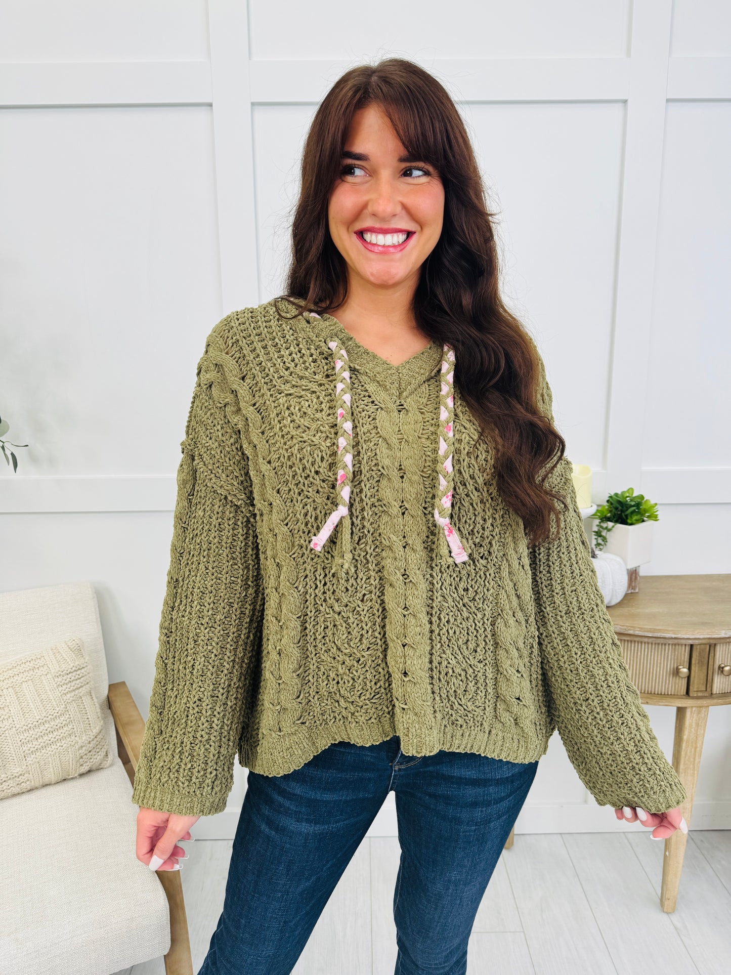 Fireside Cabernet Pullover Sweater In Moss Khaki