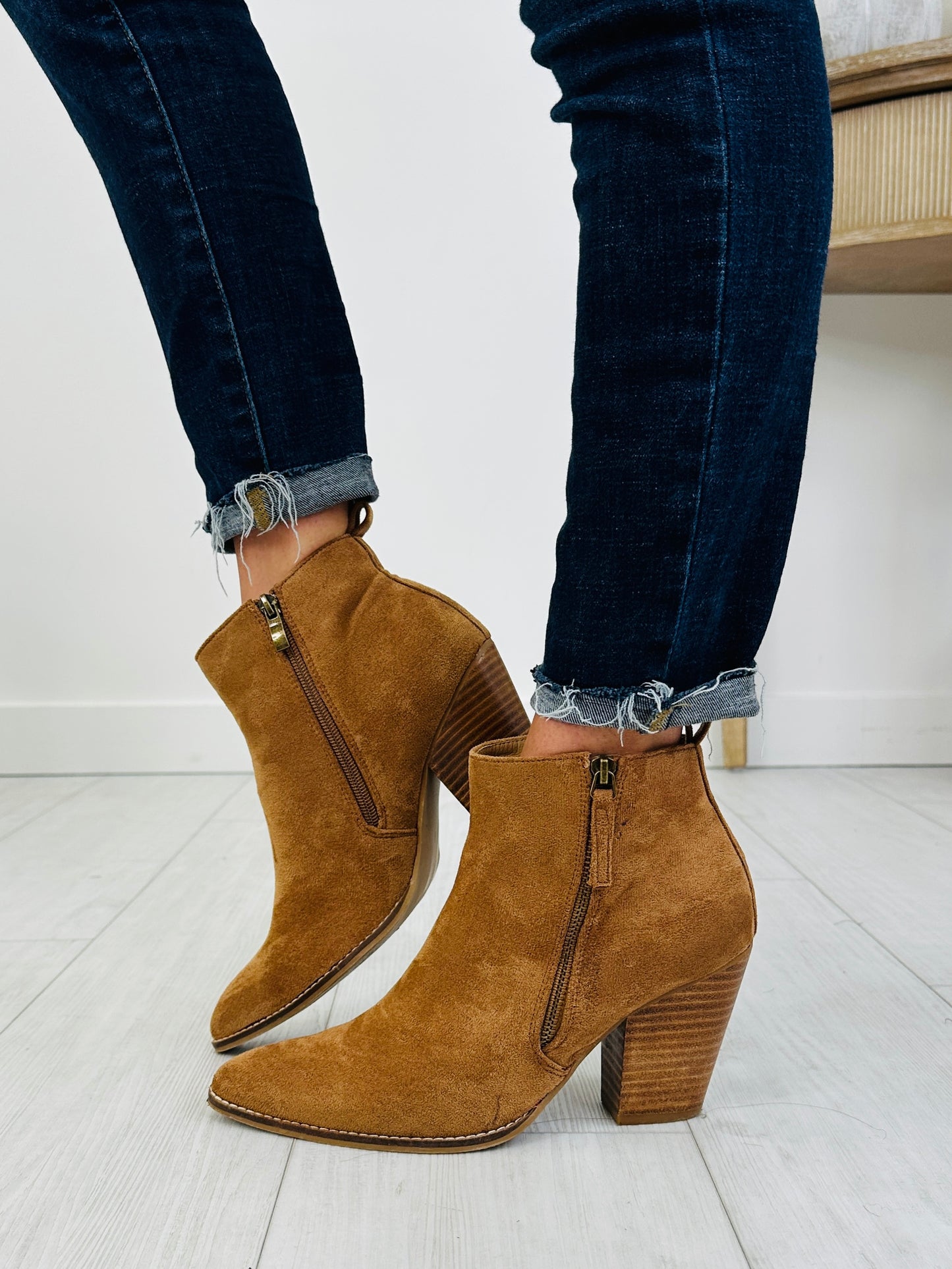 Downtown Days Booties In Tan