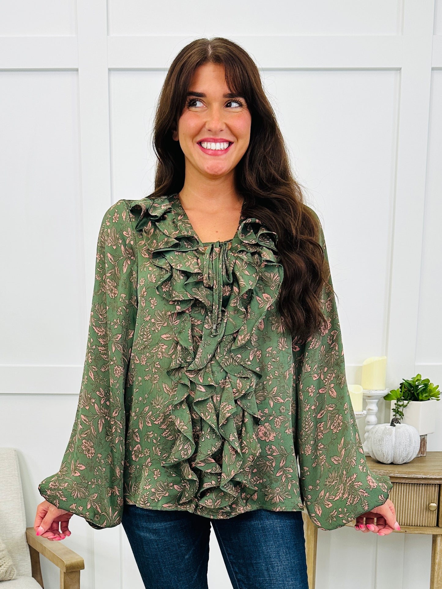 Rust & Ruffles Top In Olive