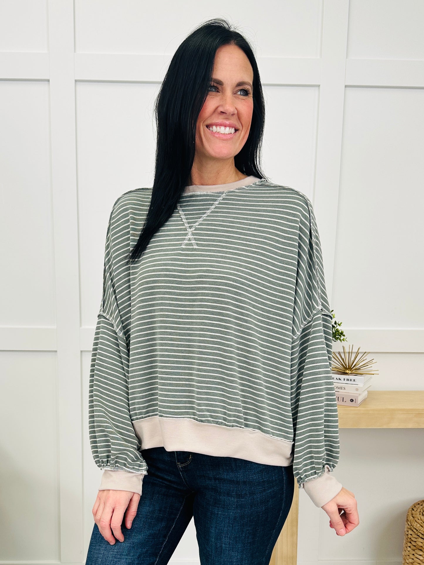 Offbeat Cozy Pullover in Olive
