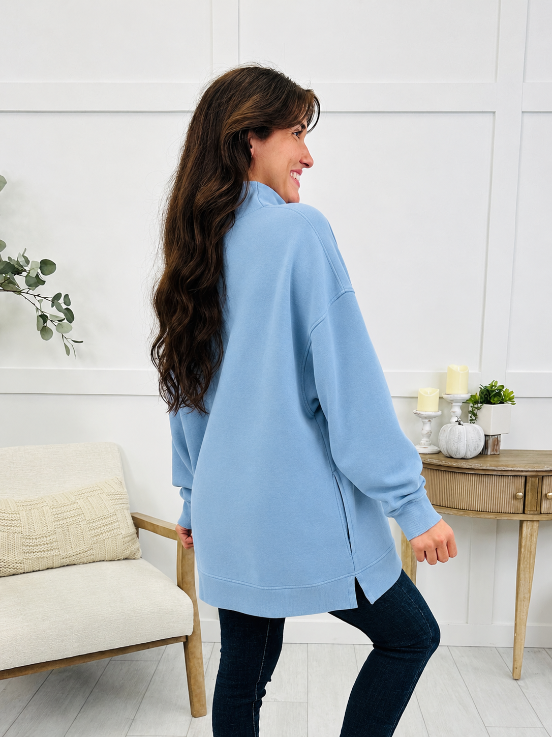 Nothing But Cozy Top In Ocean Blue