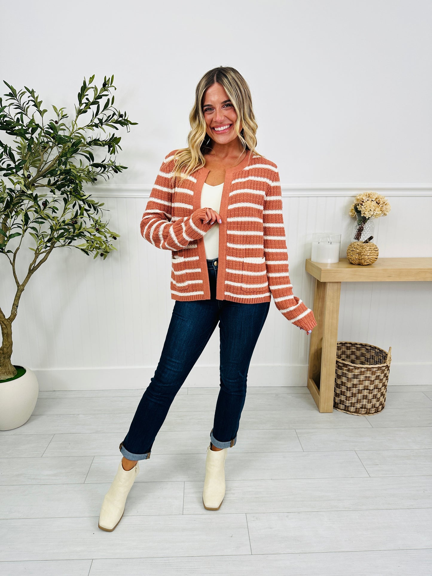 Harbor Breeze Cardigan In Terracotta