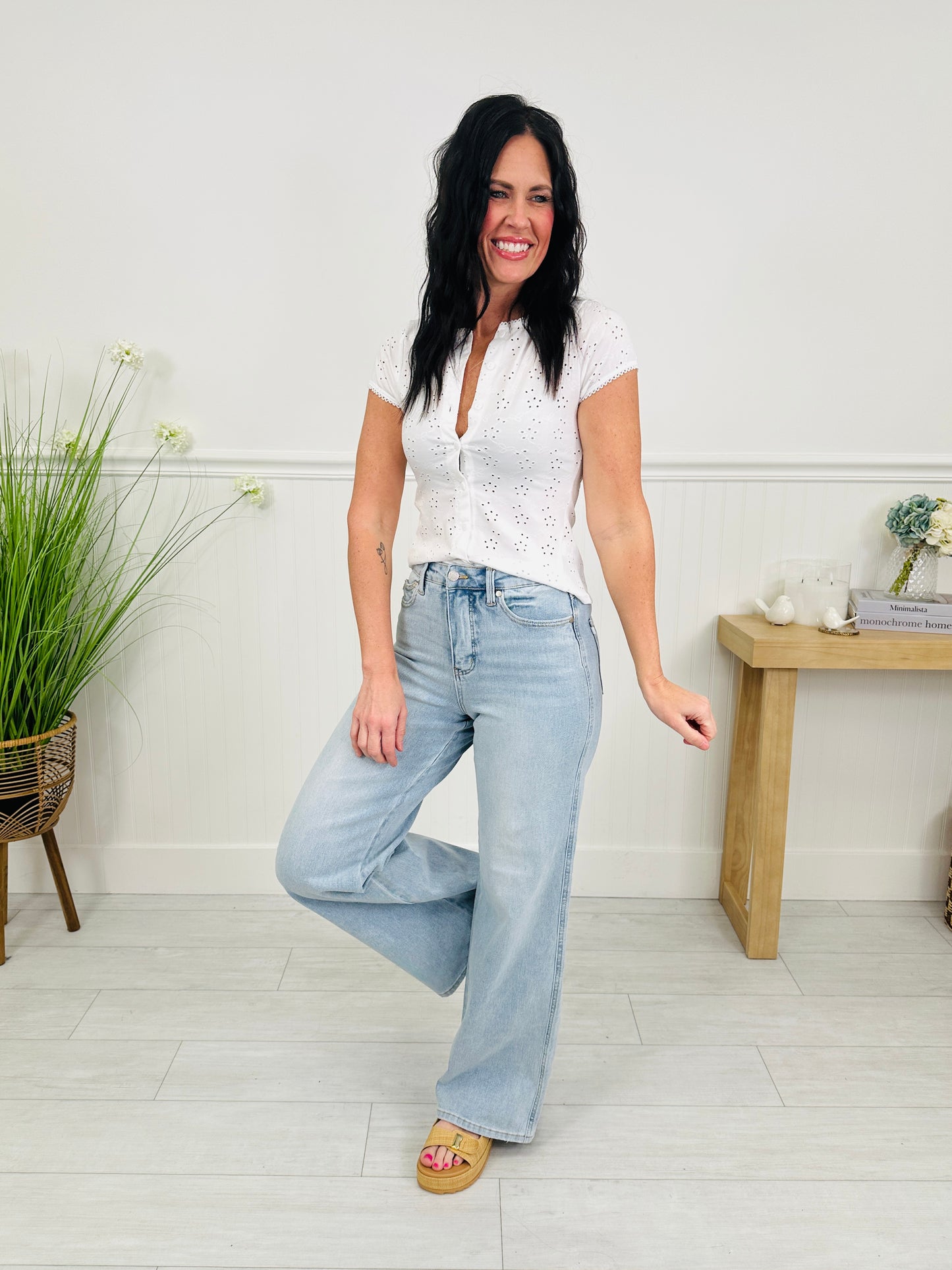Judy Blue Made For Summer Retro Wide Leg Jeans in Regular and Petite