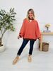 Stripe Story Pullover in Rust