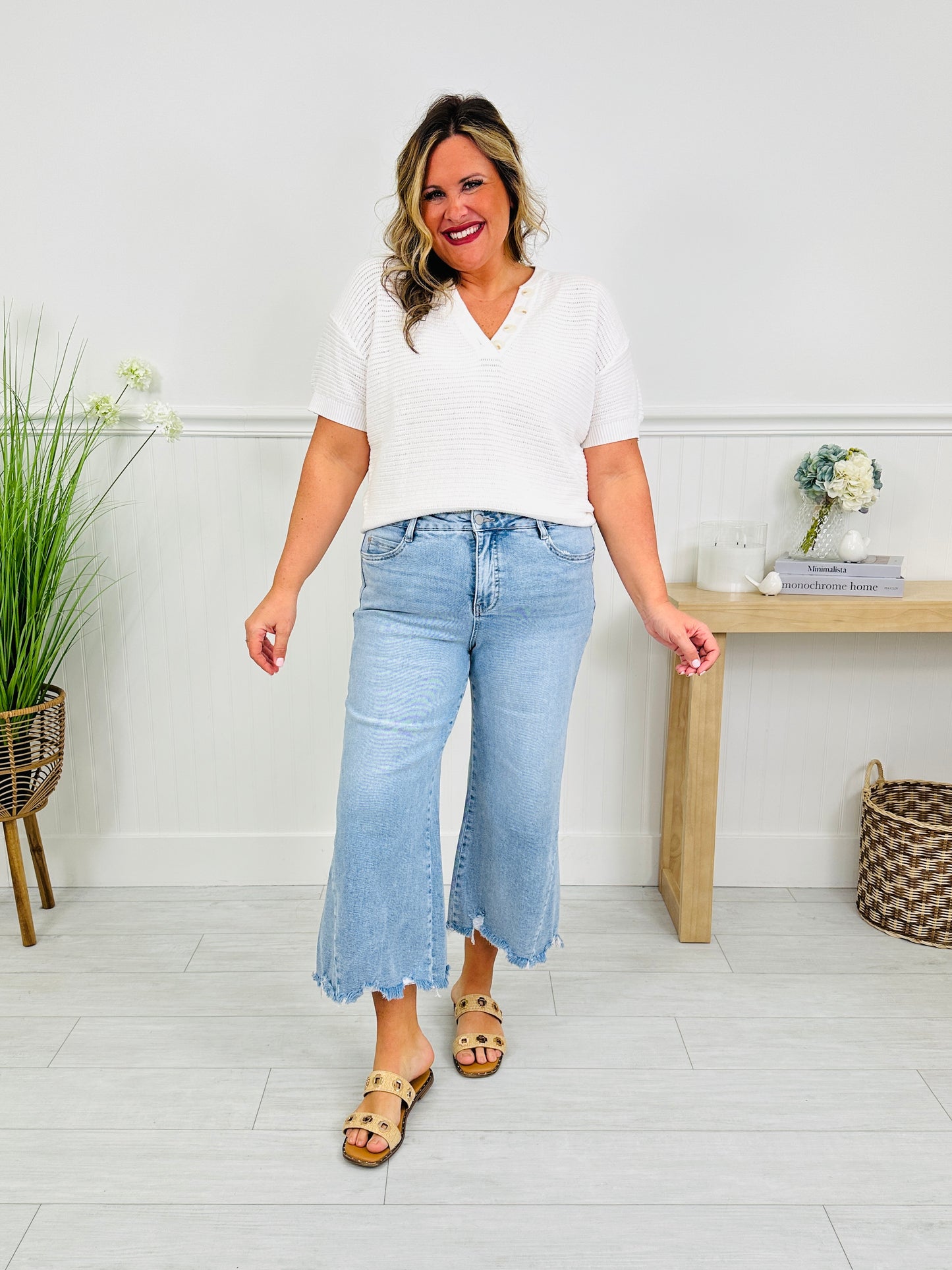 Made To Flatter Tummy Control Wide Leg Cropped Jeans