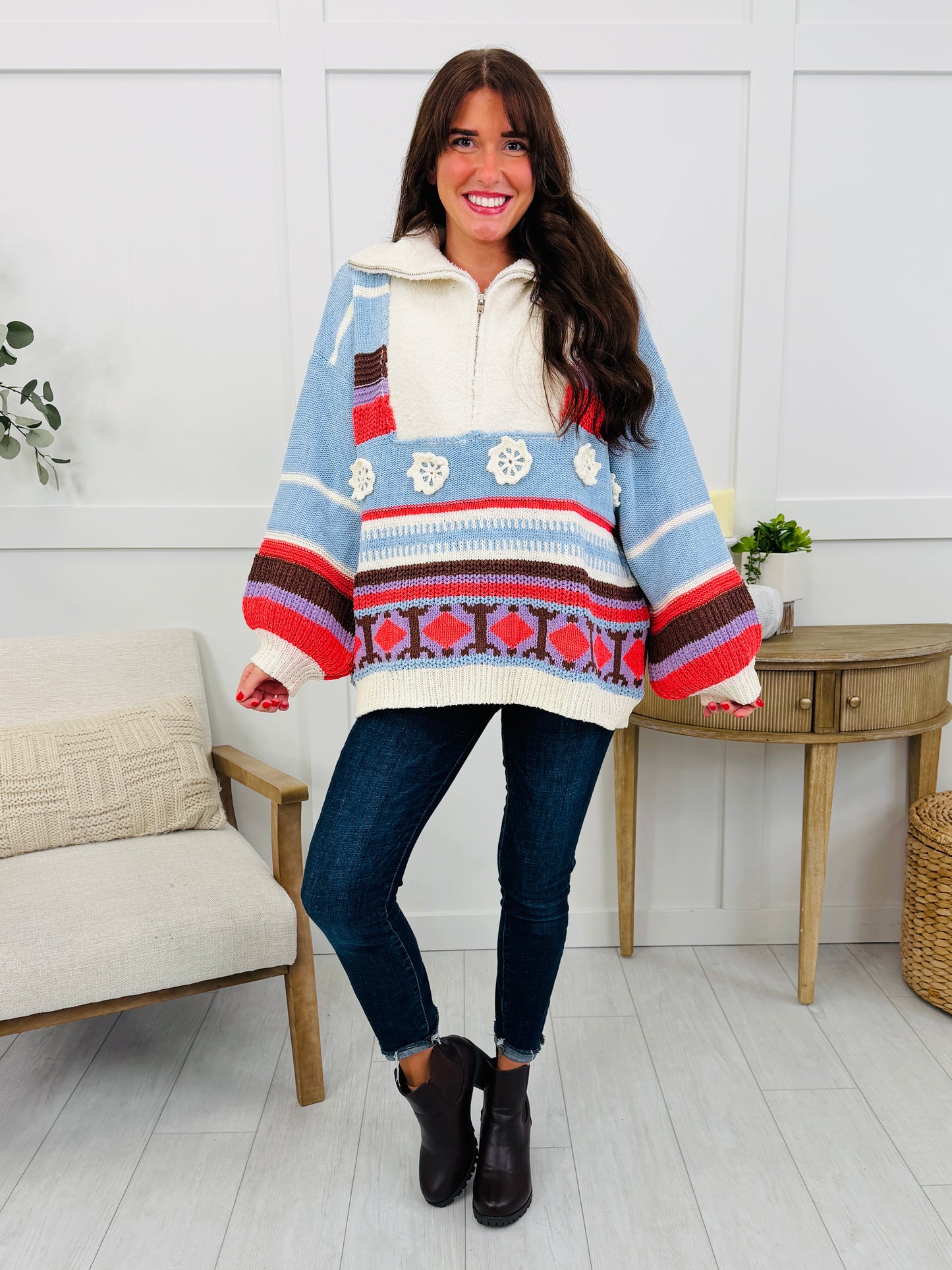 Cozy Carnival Sweater In Sky Multi