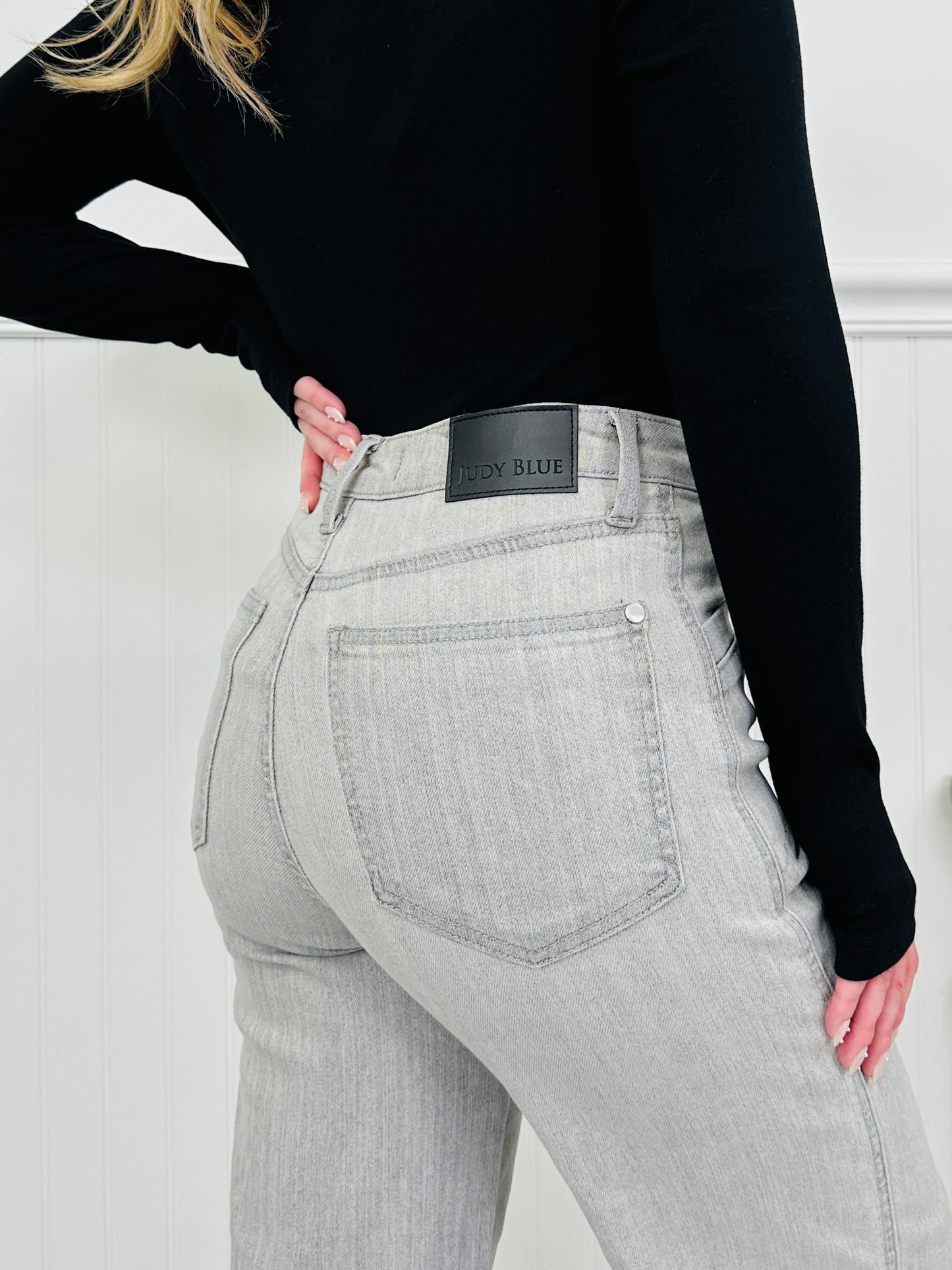 Judy Blue Gorgeous In Grey Retro Wide Leg Jeans