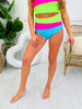 Ultra High Waisted Swim Bottoms in Bright Stripes