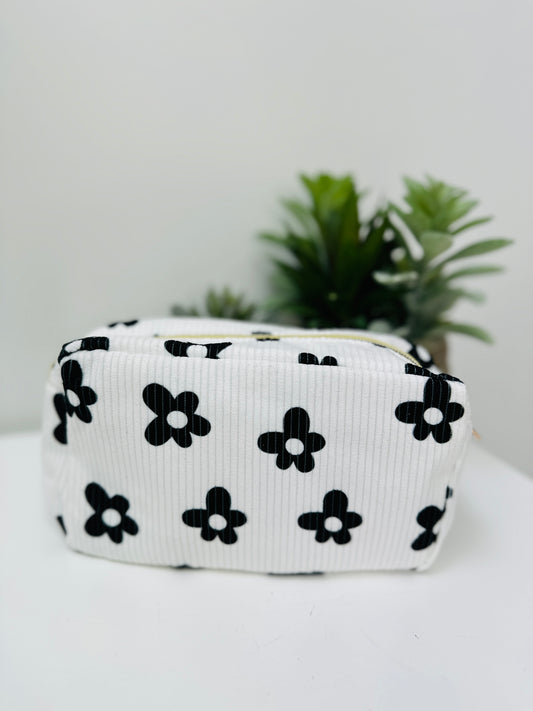 Black And White Printed Cosmetic Bag