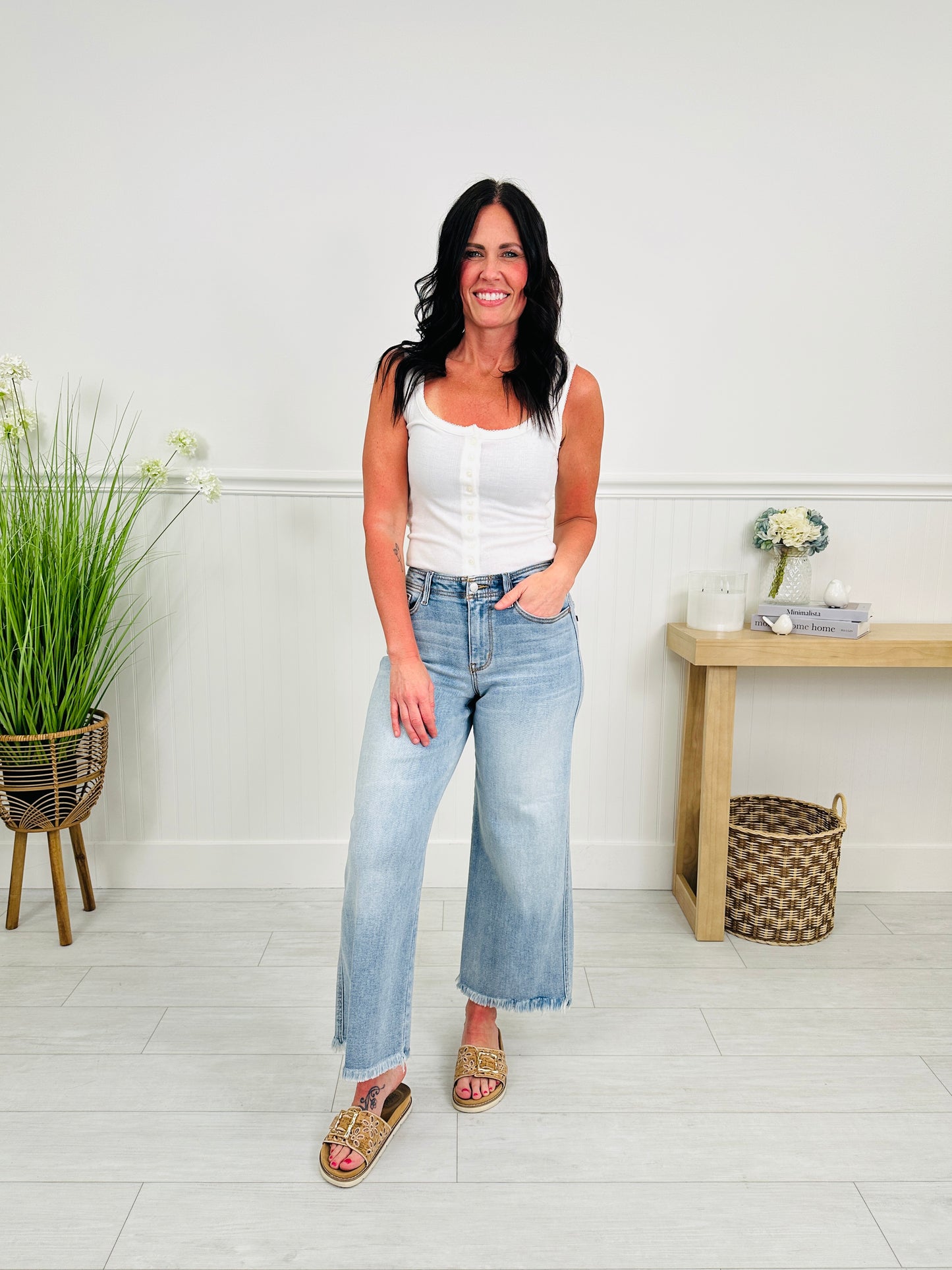 Judy Blue Ankle Ready Ankle Wide Leg Jeans