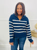 Stripes Like Sunday Sweater in Navy/Cream