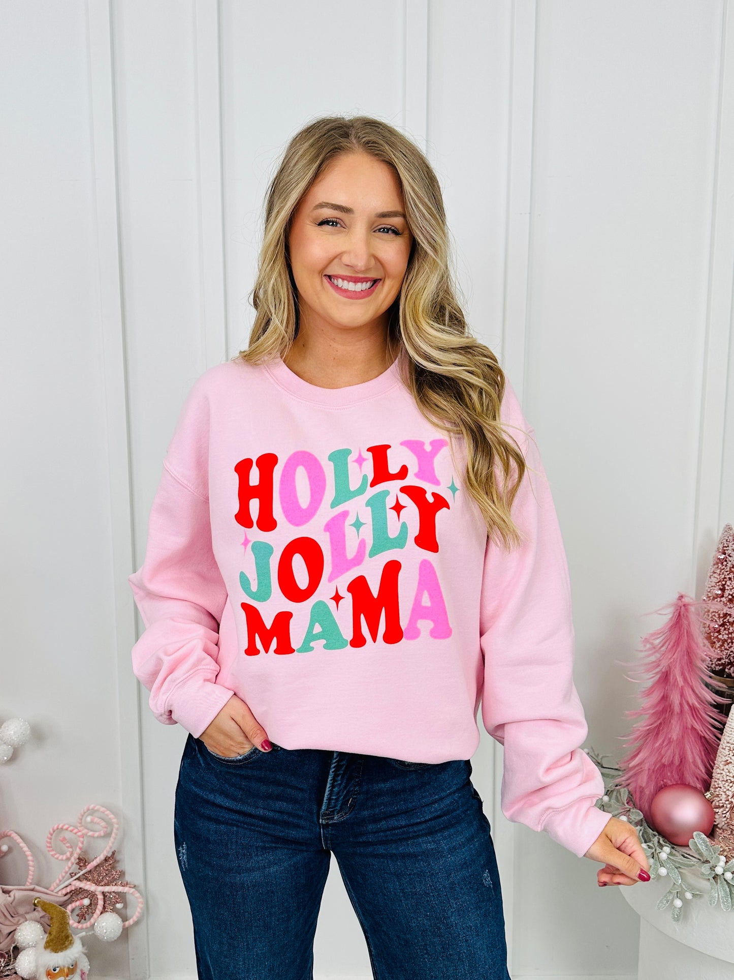 Holly Jolly Mama Graphic Crewneck Sweatshirt