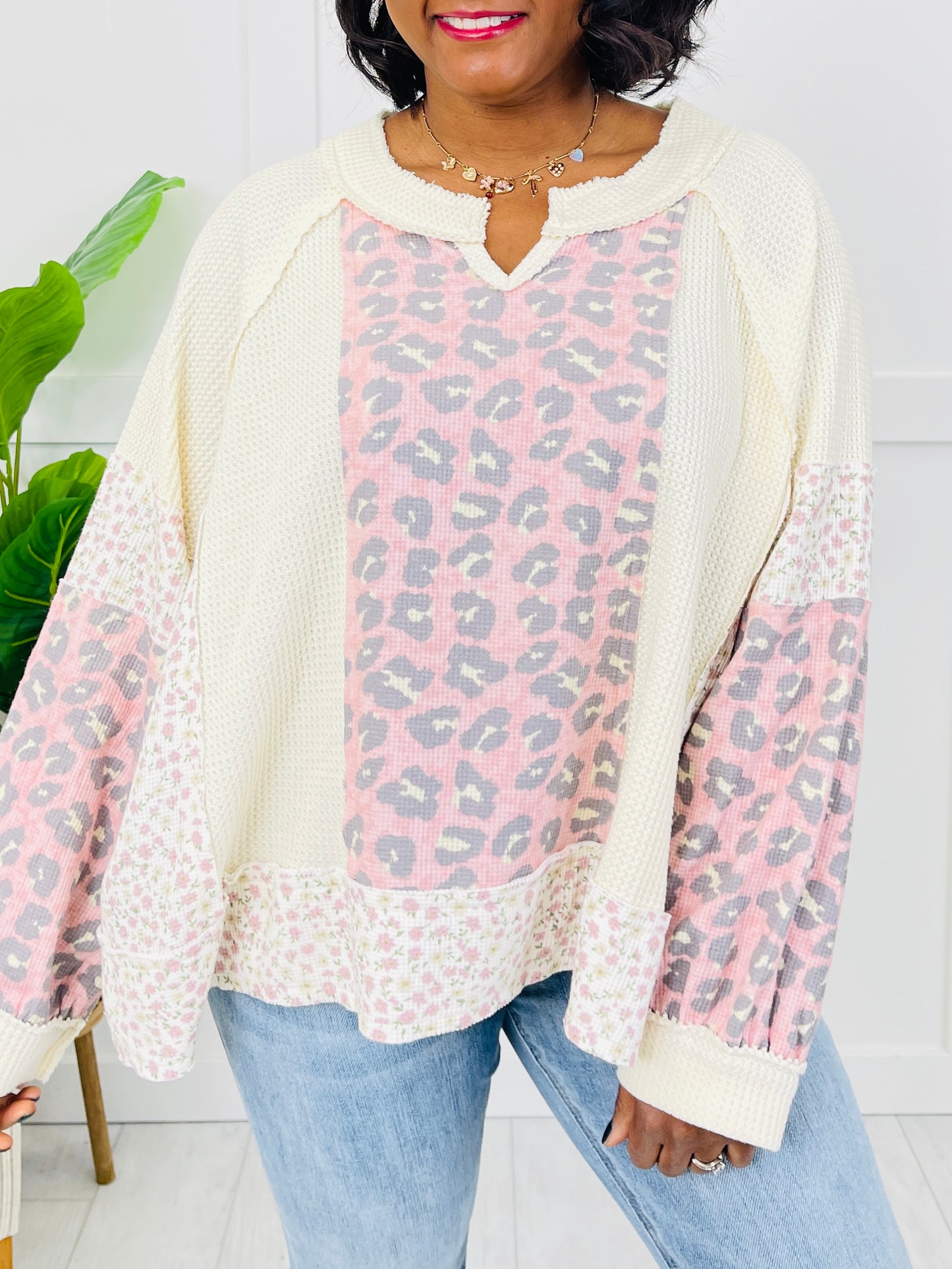 Whimsical Wild Pullover in Almond/Red