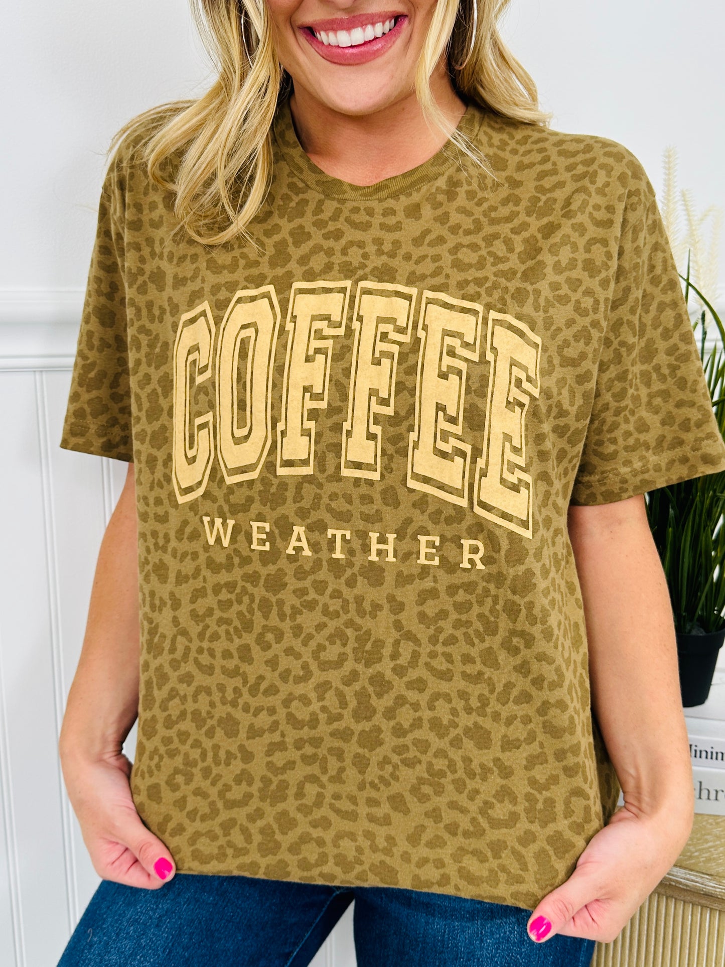Coffee Weather Graphic Tee in Leopard