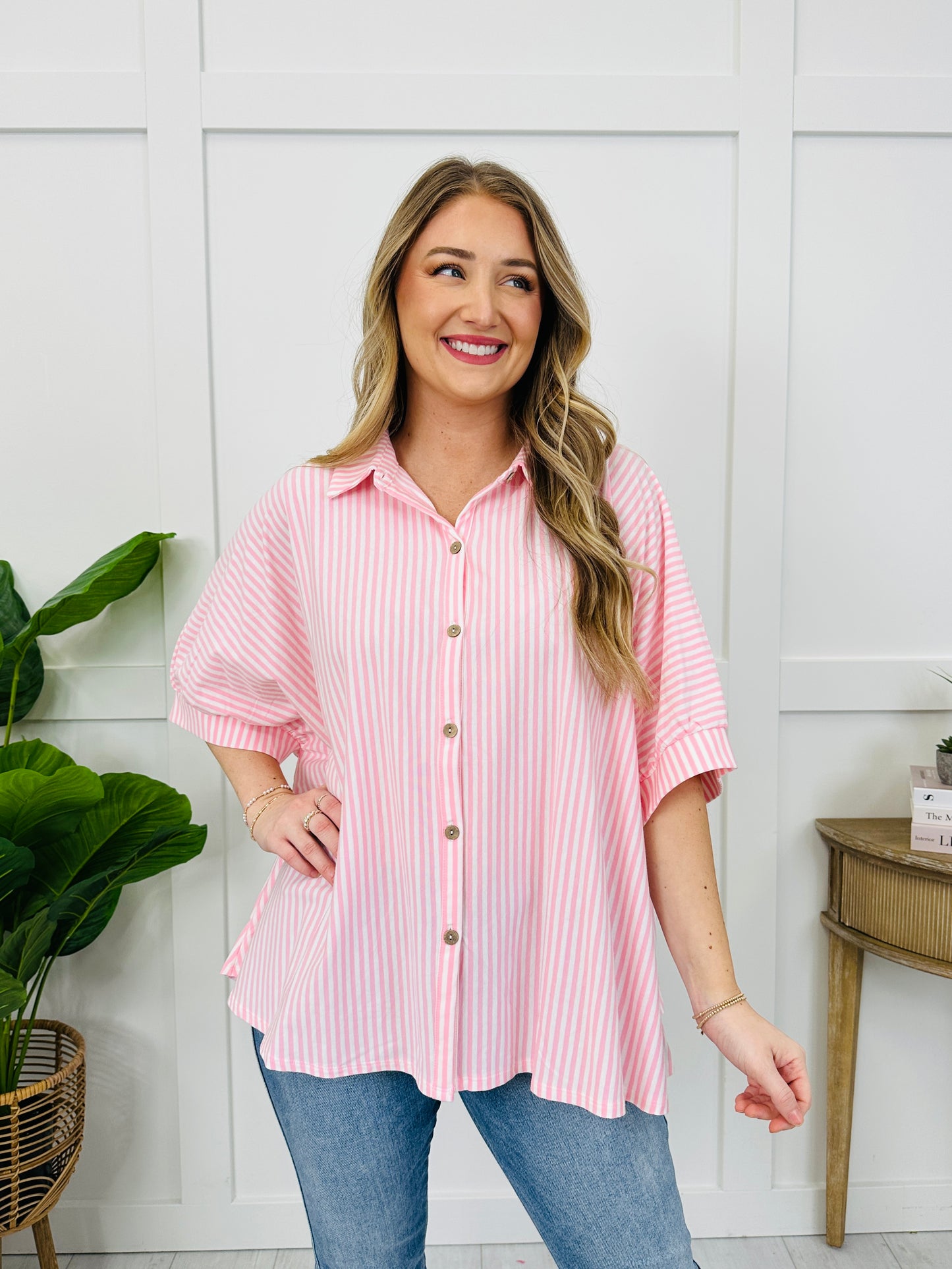 Linear Lounge Top In Dk Pink