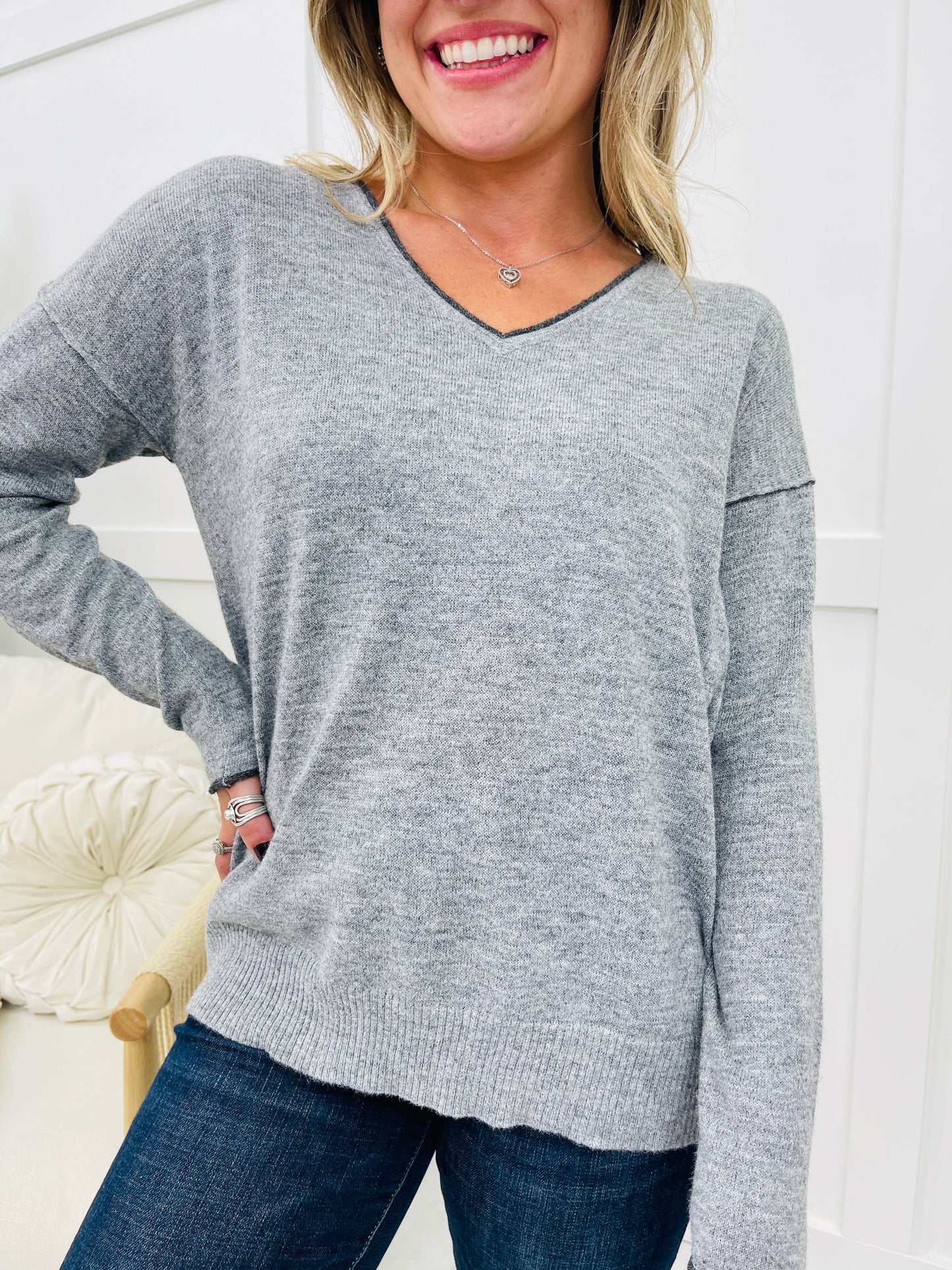 Comfortable Contrast Sweater- Multiple Colors!