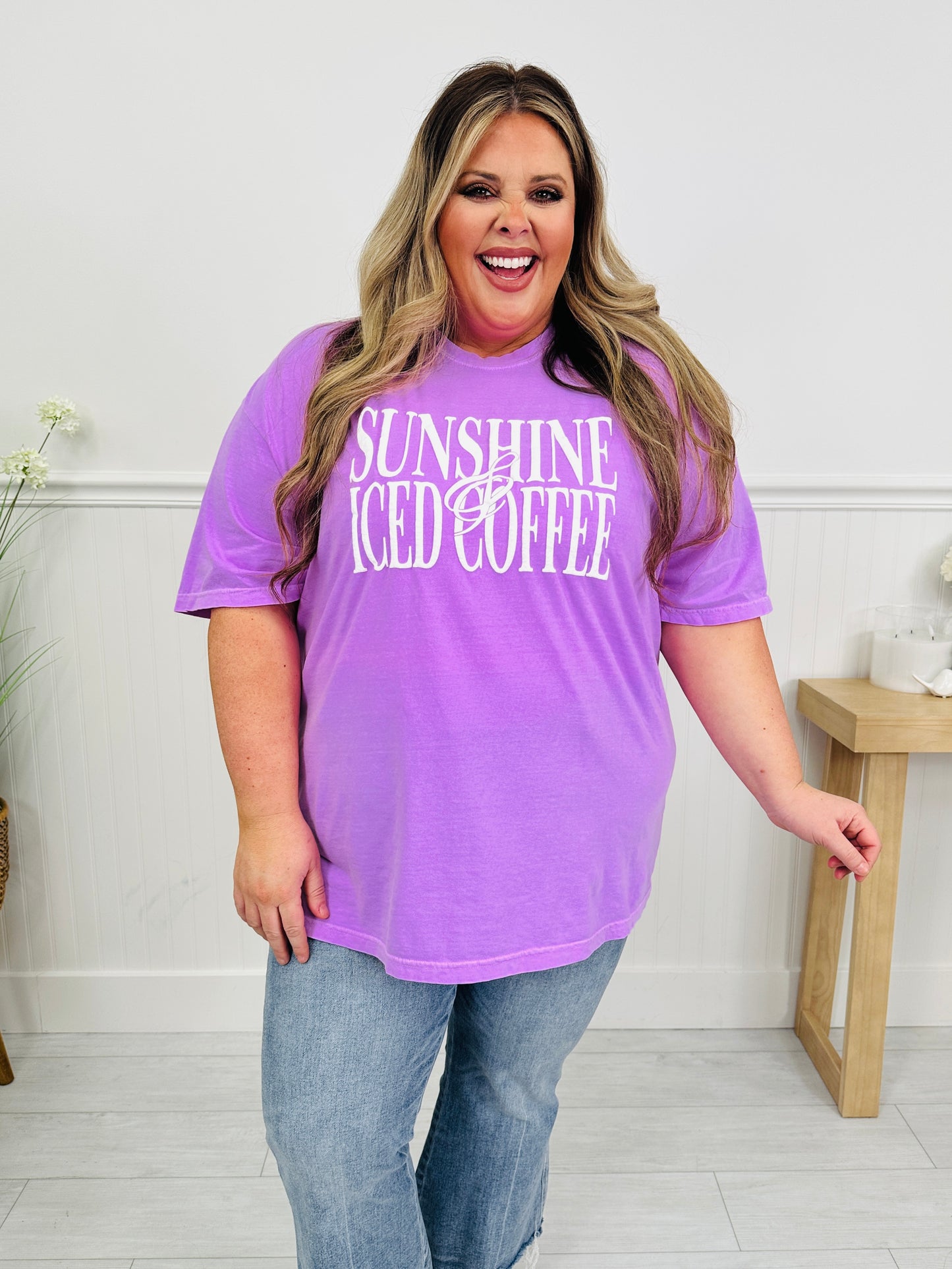 Sunshine And Iced Coffee Graphic Tee in Multiple Colors