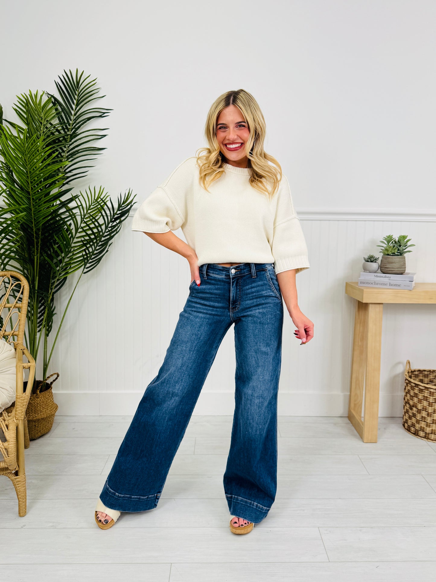 Judy Blue Girl Power Retro Wide Leg Trouser Jeans in Regular and Petite