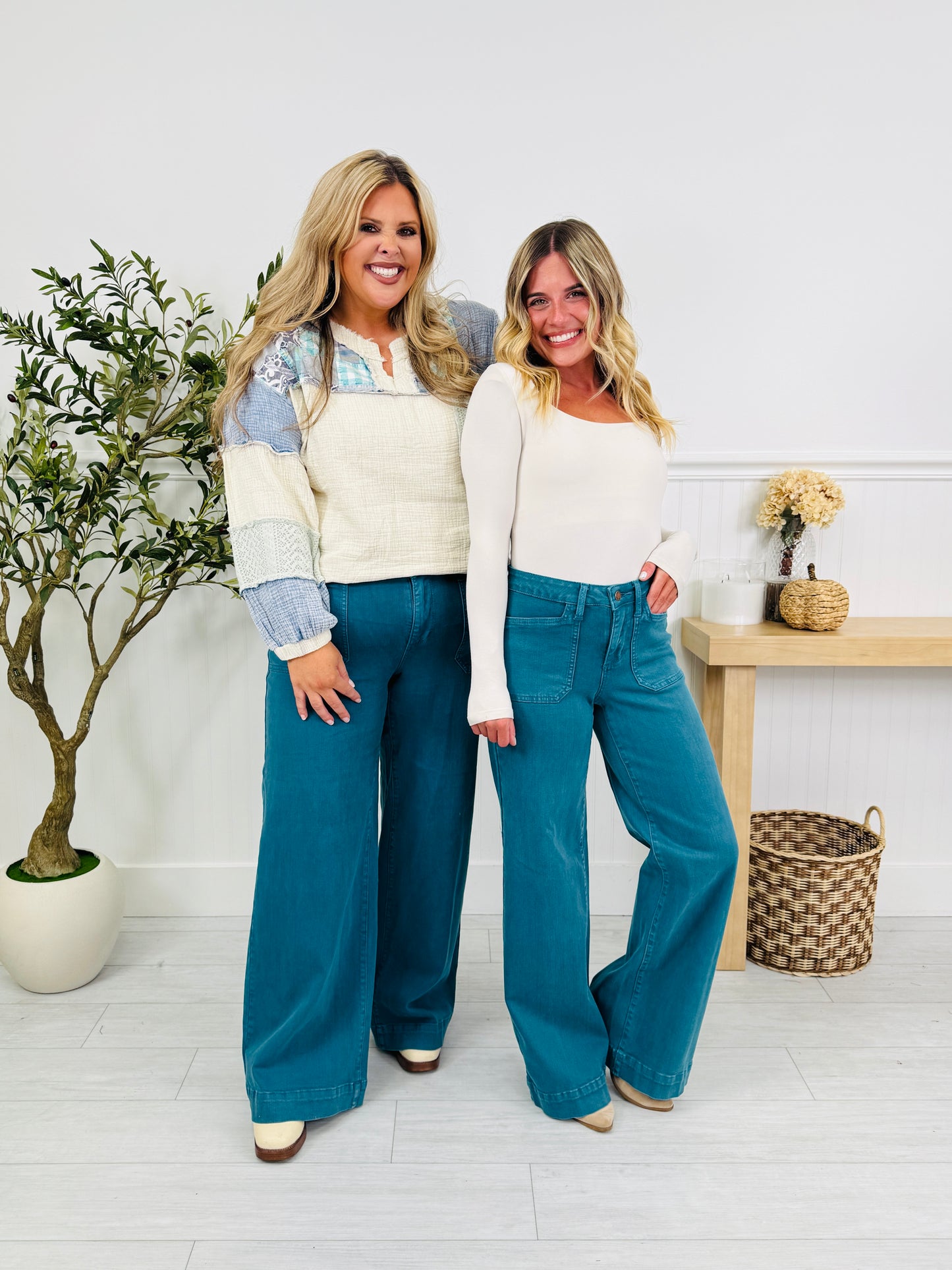 Judy Blue Deep Waters Wide Leg Utility Jeans