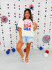 Pink Red And Blue USA Graphic Tee