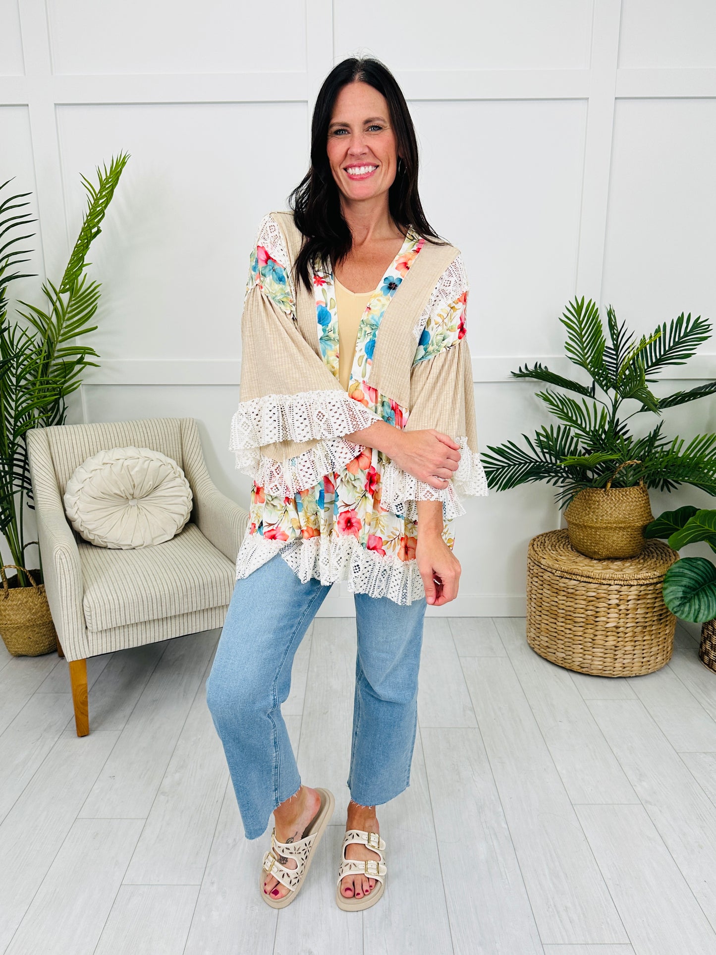 Budding Romance Cardigan in Wheat Beige