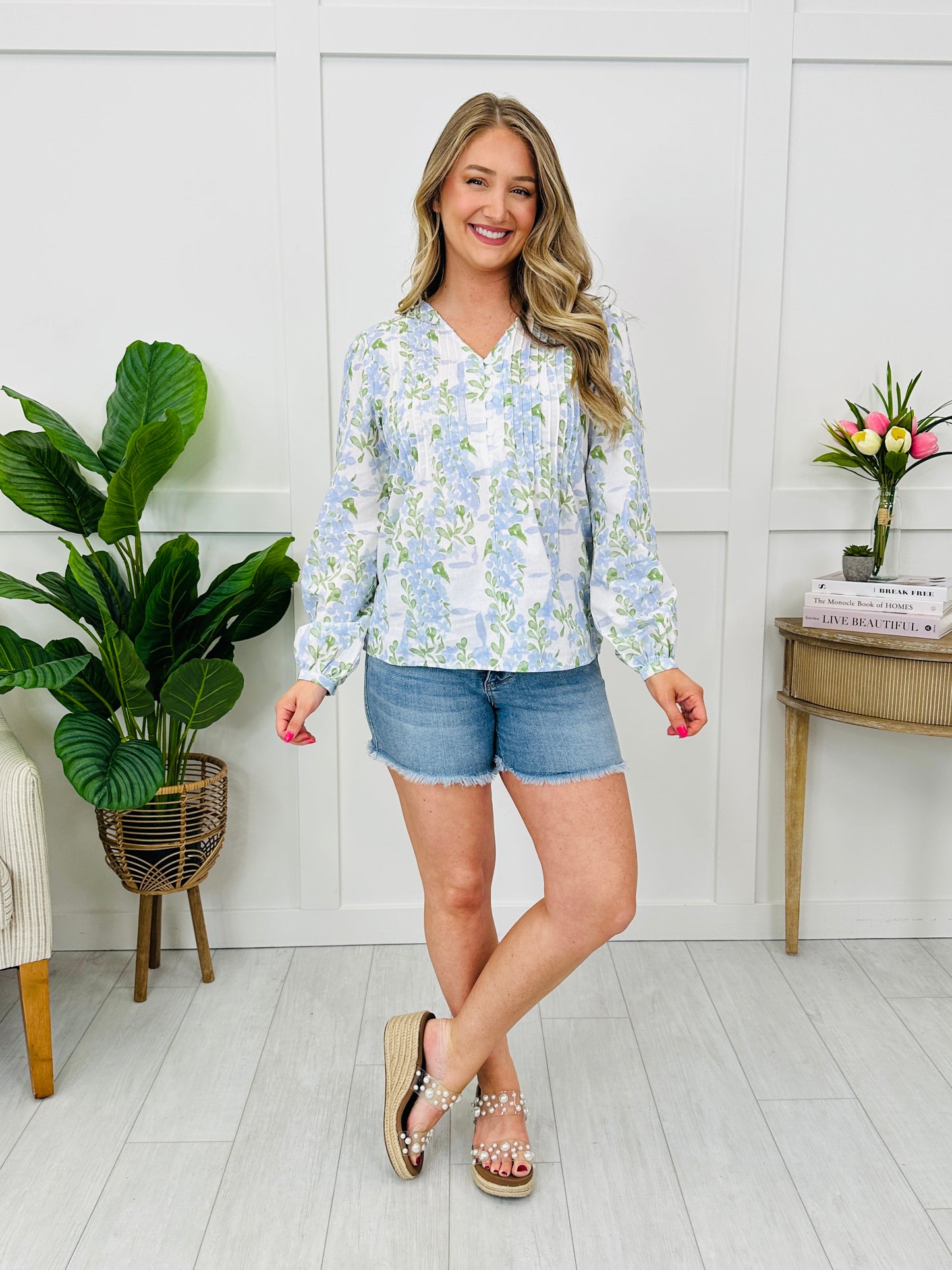 Easy Romance Top In Light Blue