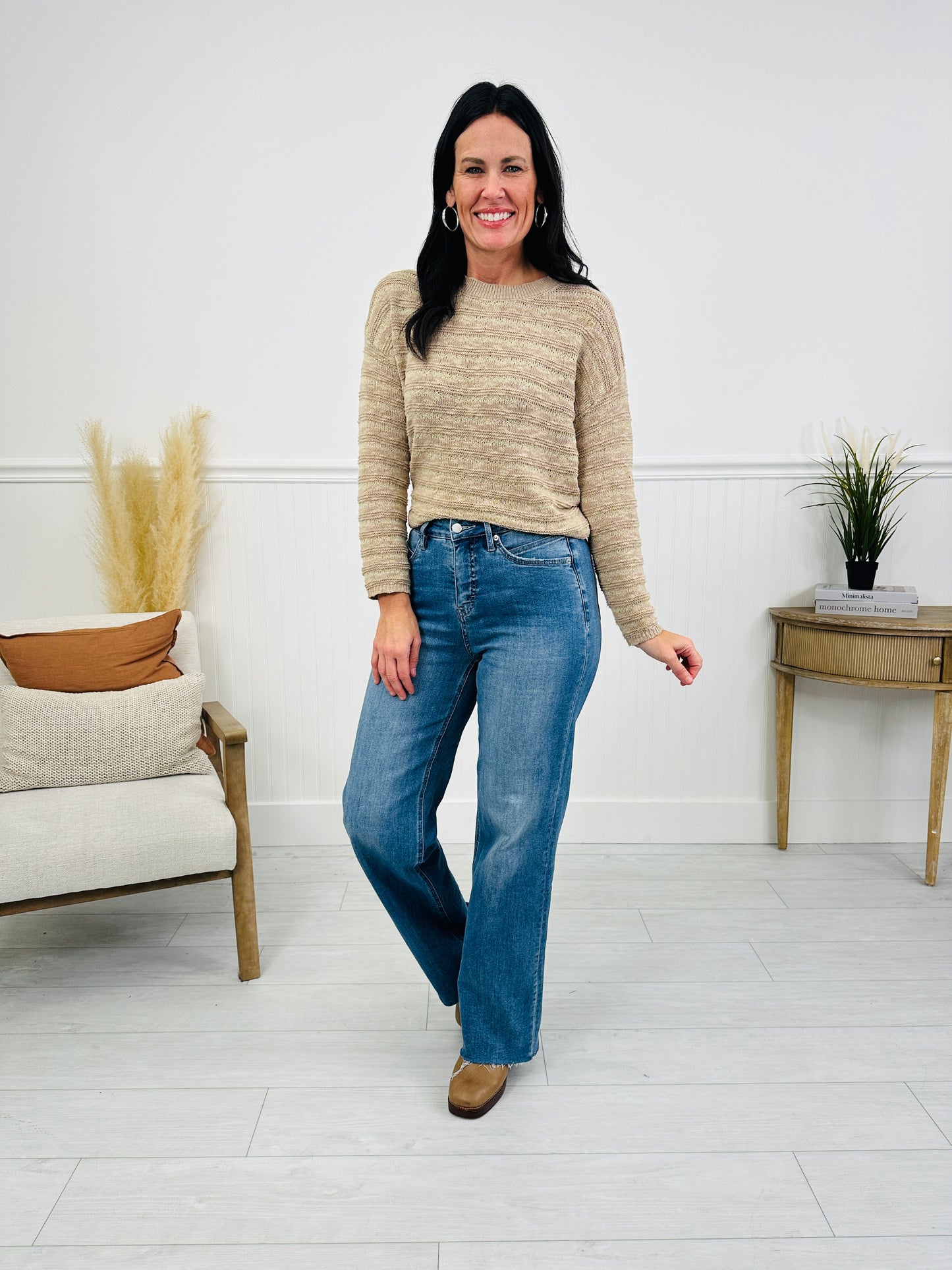 Go Into Detail Tummy Control Wide Leg Jeans