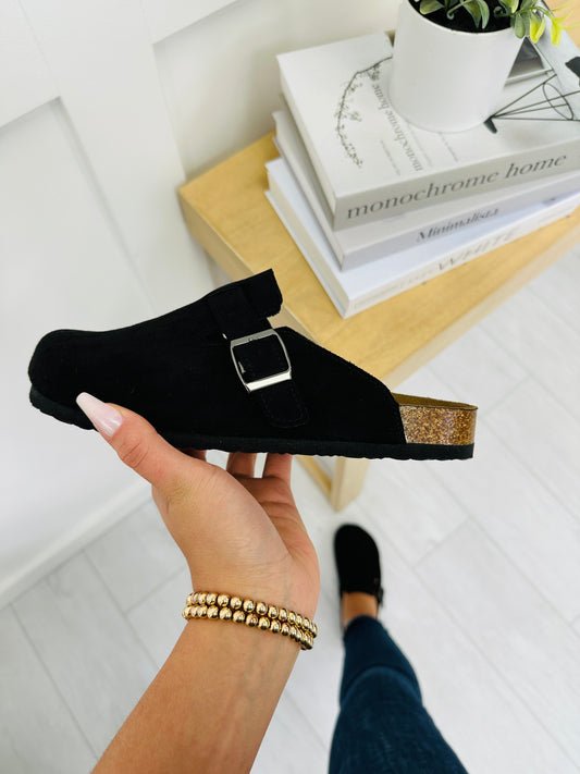 Buckle And Stroll Clogs In Black Suede