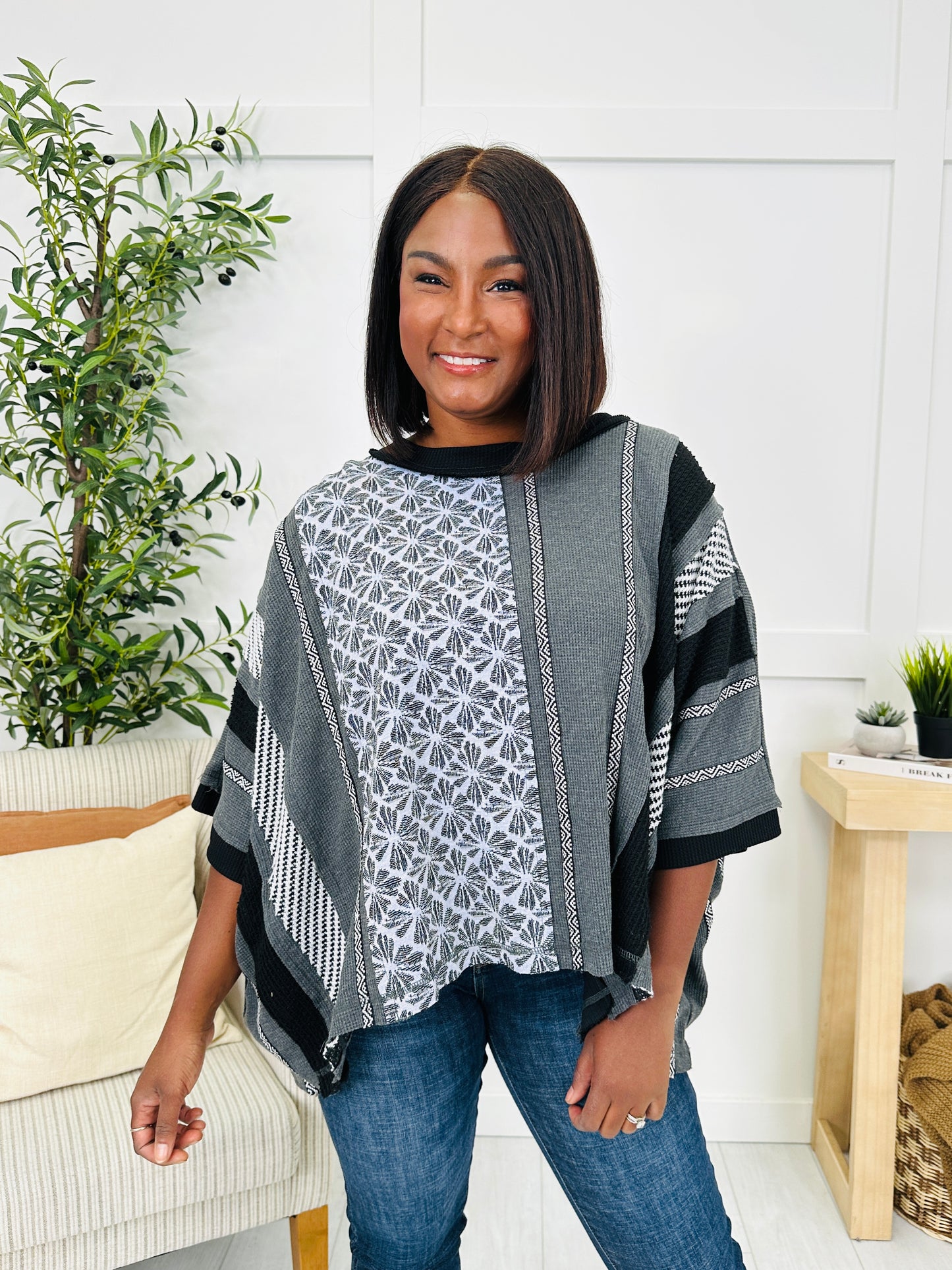 Faded Tales Top in Black