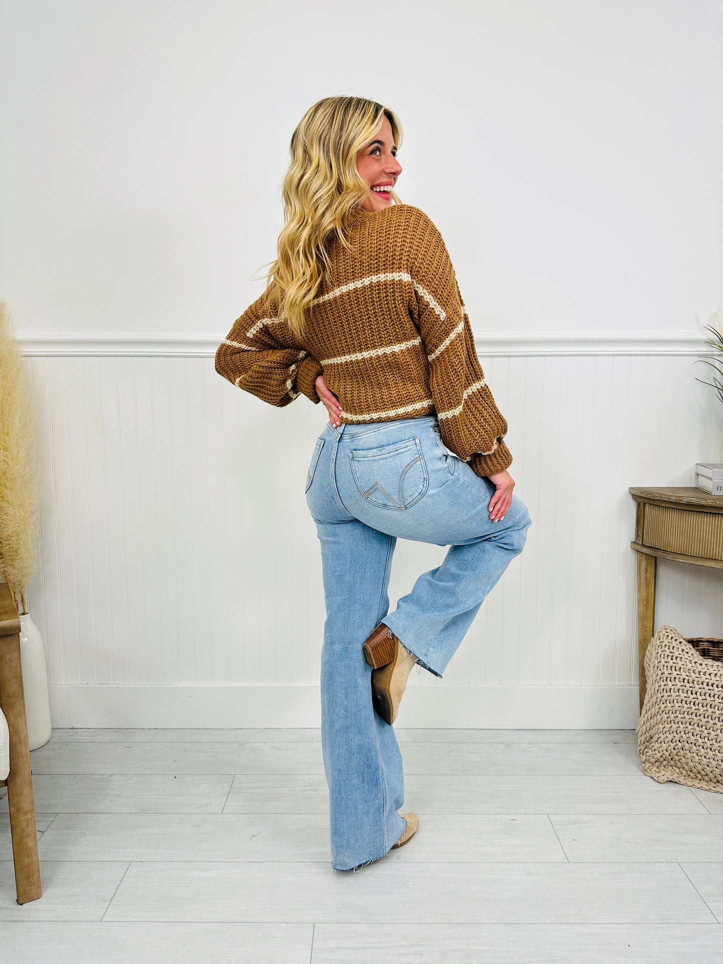 Fall Into Your Cart Tummy Control Wide Leg Jeans