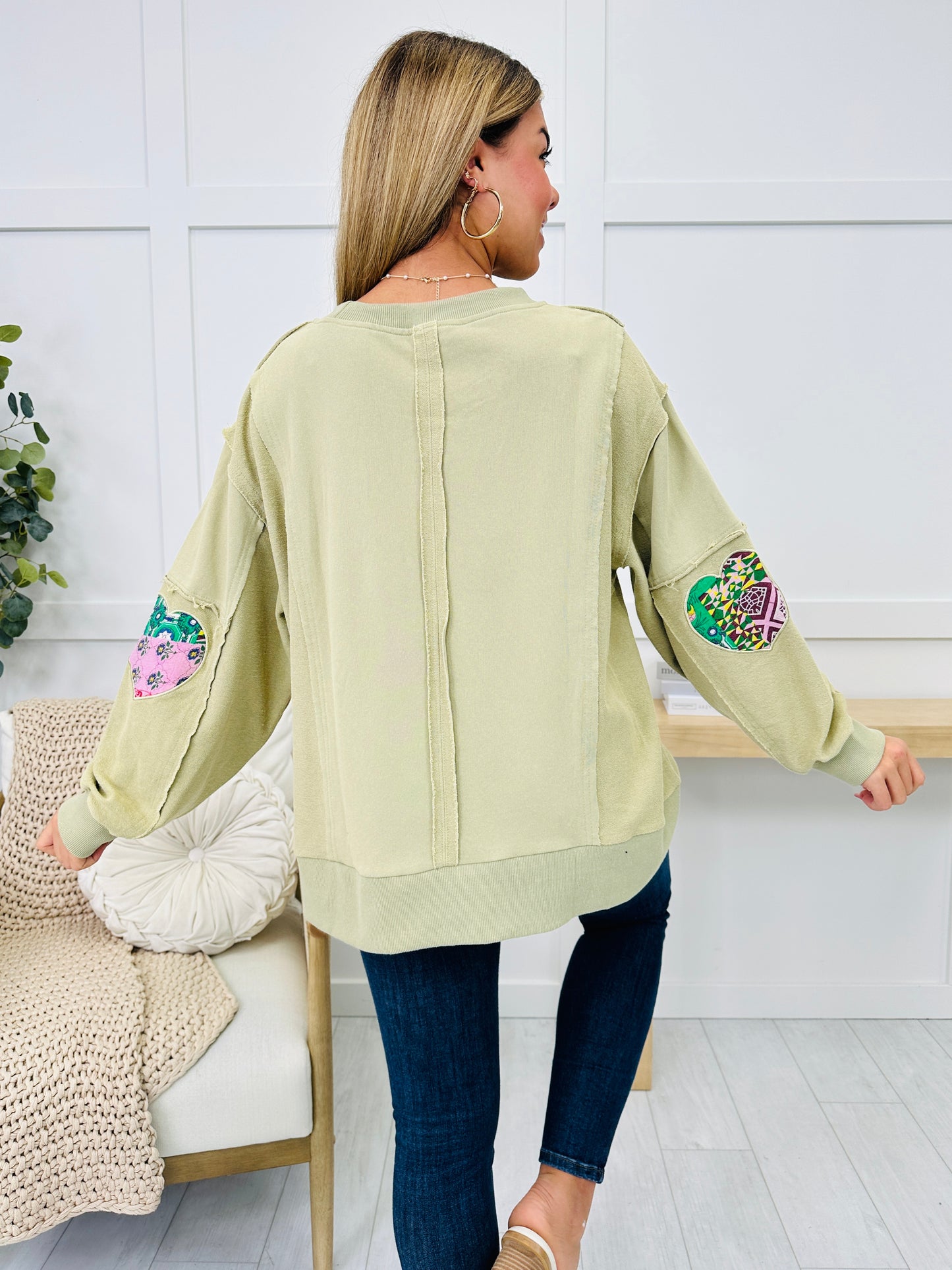 Where Love Lies Pullover In Olive Powder