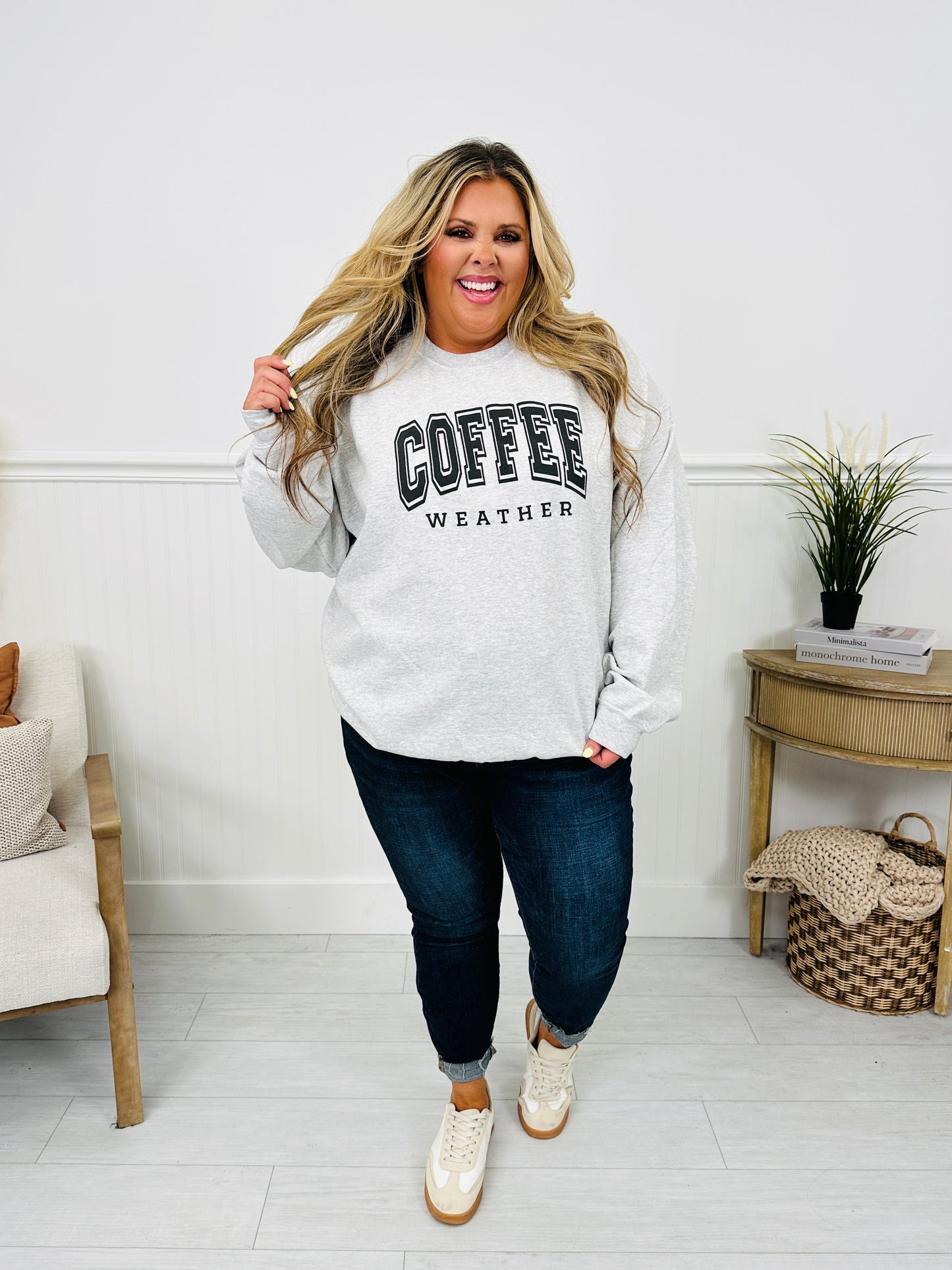 Coffee Weather Crewneck Sweatshirt in Grey