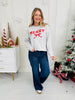 Merry With Ribbon Graphic Crewneck Sweatshirt